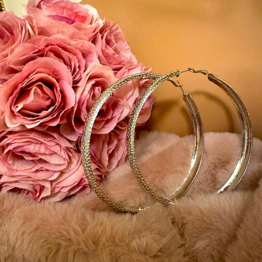 Sliver Hoop Earrings ( Large Size)